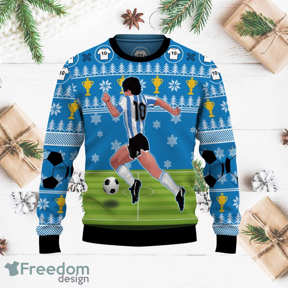 The Golden Boy Maradona Argentina 3D Christmas Sweater Product Photo 2