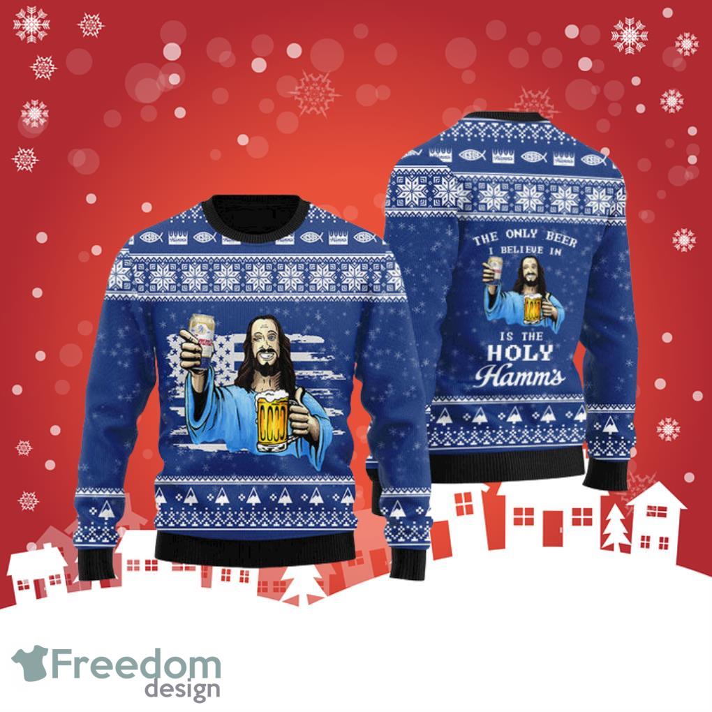 The Only Beer I Believe In Is Hamm's Beer Ugly Christmas Sweater Product Photo 1