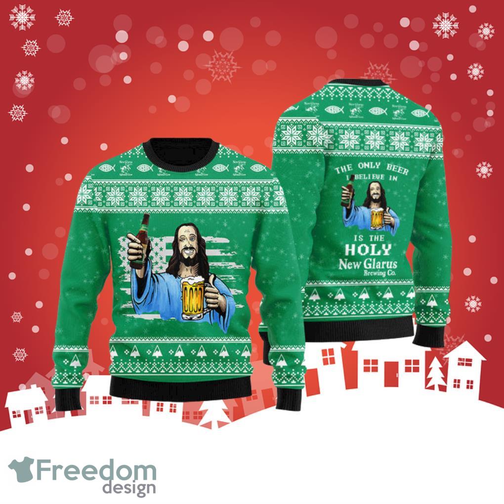 The Only Beer I Believe In Is Spotted Cow Ugly Christmas Sweater Product Photo 1