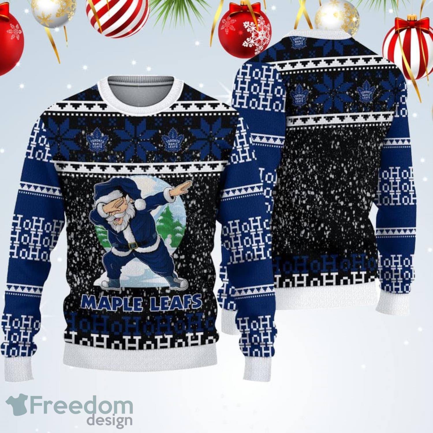 Toronto Maple Leafs Christmas Santa Claus Dabbing Hohoho Ugly Christmas  Sweater Christmas Gift - Banantees