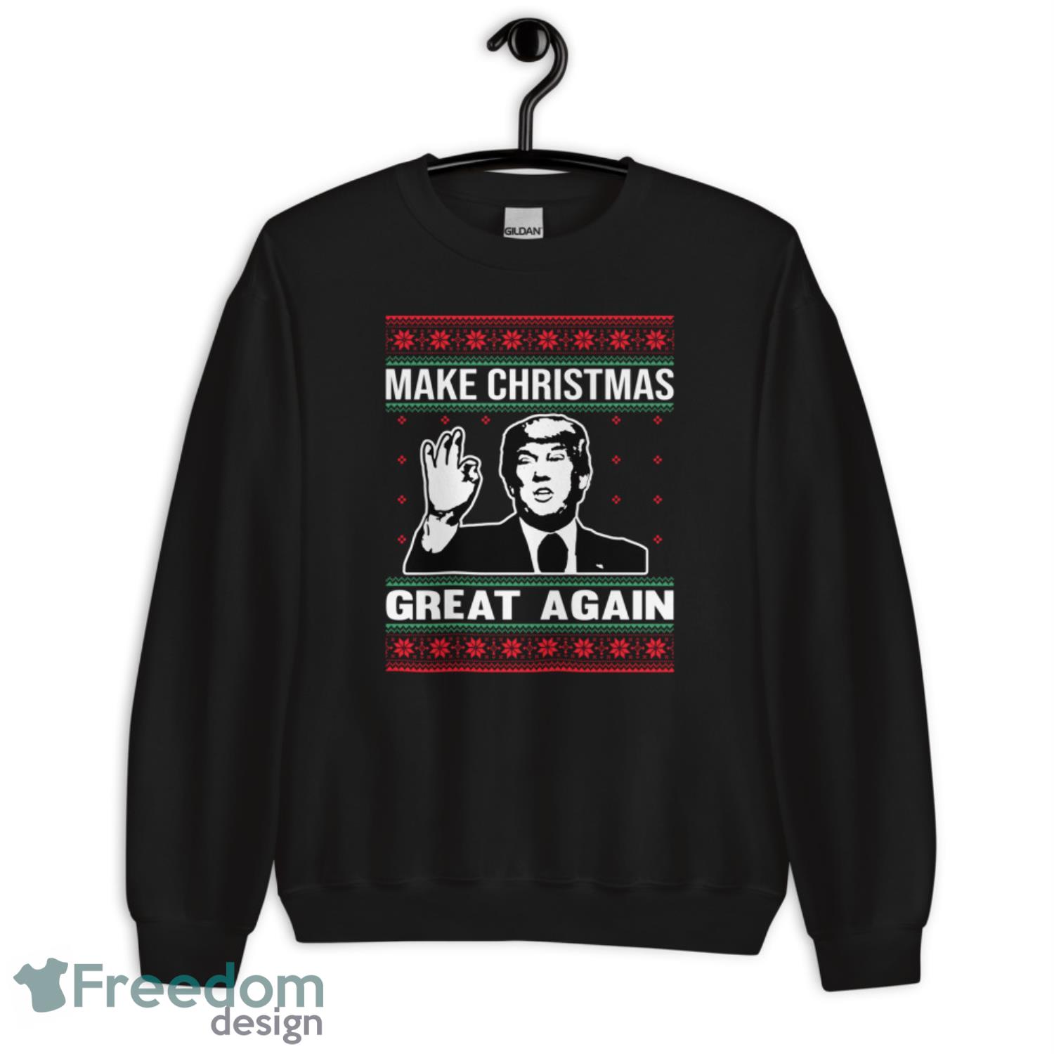 Trump Hgos Make Christmas Great Again Long Sleeve Shirt - Ugly Christmas Sweater - G185 Unisex Heavy Blend Crewneck Sweatshirt