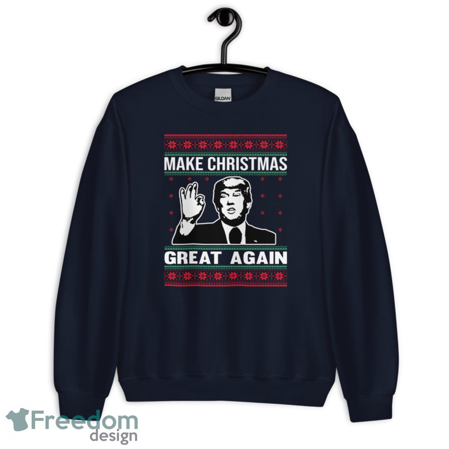 Trump Hgos Make Christmas Great Again Long Sleeve Shirt - Ugly Christmas Sweater - G185 Unisex Heavy Blend Crewneck Sweatshirt-1