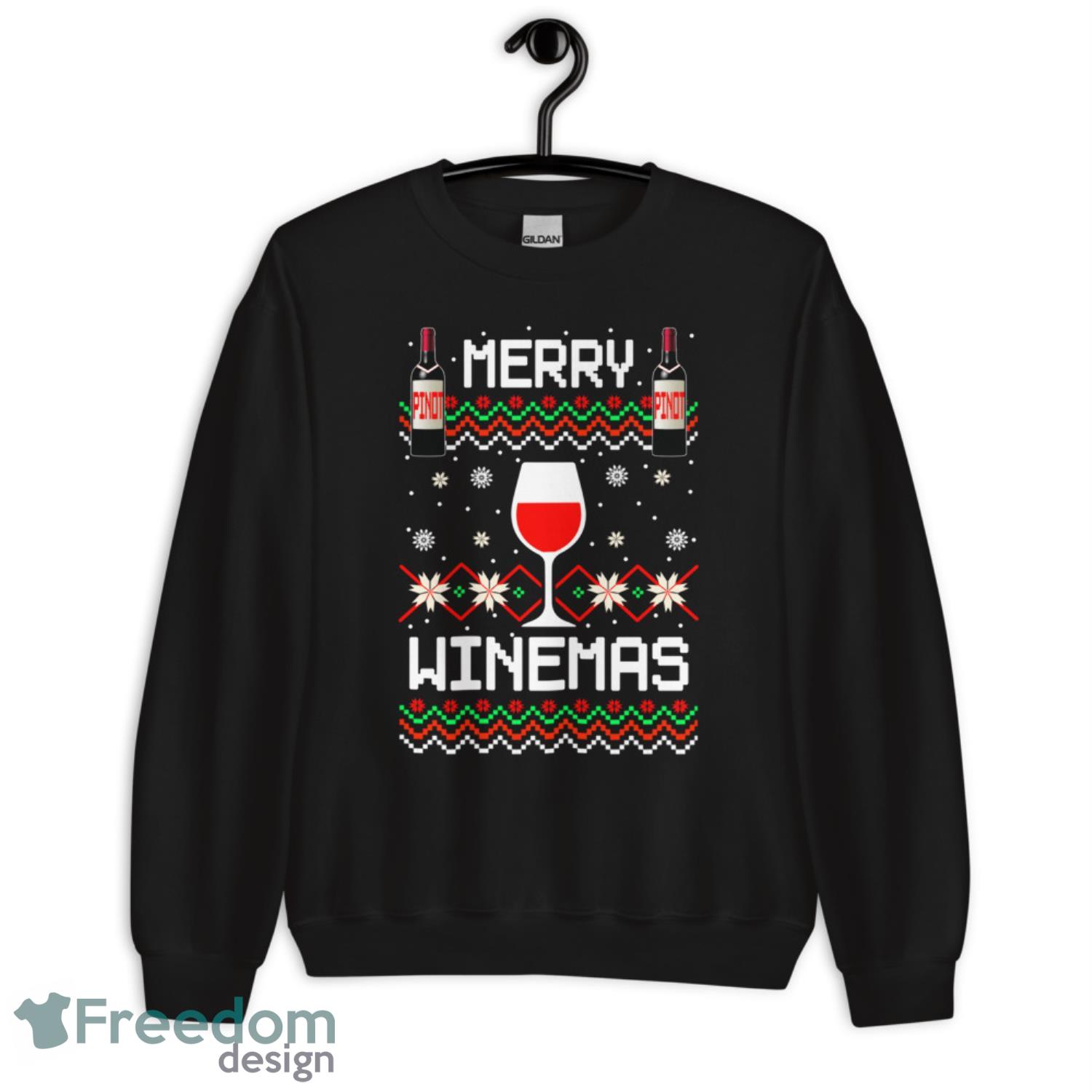 Ugly Christmas Sweater Wine Lover Gifts For Women Holiday Sweatshirt - G185 Unisex Heavy Blend Crewneck Sweatshirt