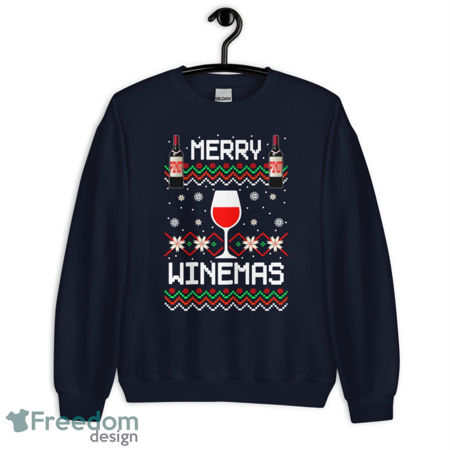 Ugly Christmas Sweater Wine Lover Gifts For Women Holiday Sweatshirt - G185 Unisex Heavy Blend Crewneck Sweatshirt-1