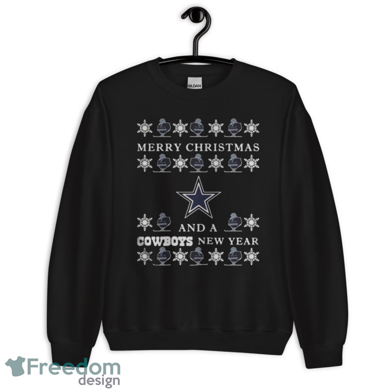 Ugly Merry Christmas And Dallas Cowboys T-Shirt - G185 Unisex Heavy Blend Crewneck Sweatshirt