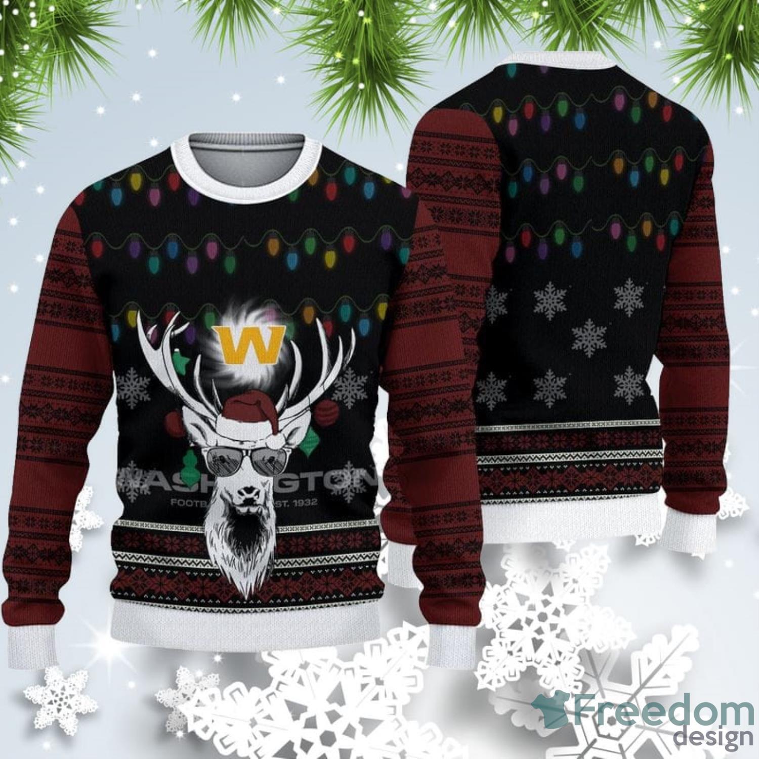 Washington Commanders Reindeer Christmas Gift Ugly Christmas Sweater -  Freedomdesign