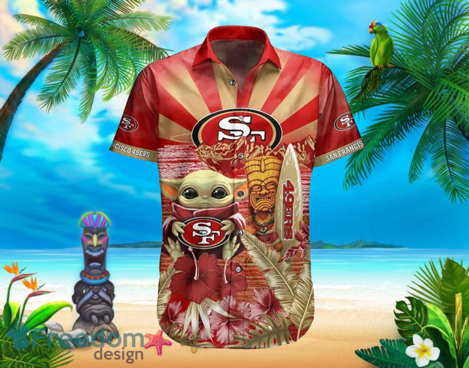 49Ers Baby Yoda Star Wars Beach Summer Hawaiian Shirt Full Over Print Product Photo 2