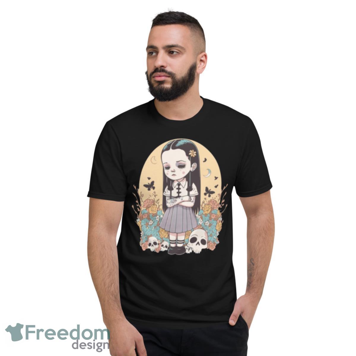 A Mysterious Girl And Yellow Flowers Wednesday Vector Art shirt - Short Sleeve T-Shirt