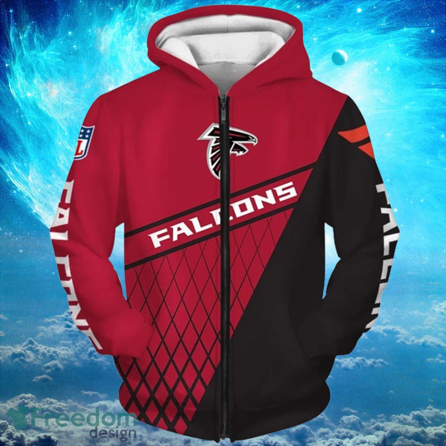 Atlanta Falcons Zip Up Red Background Hoodies Full Over Print Product Photo 1