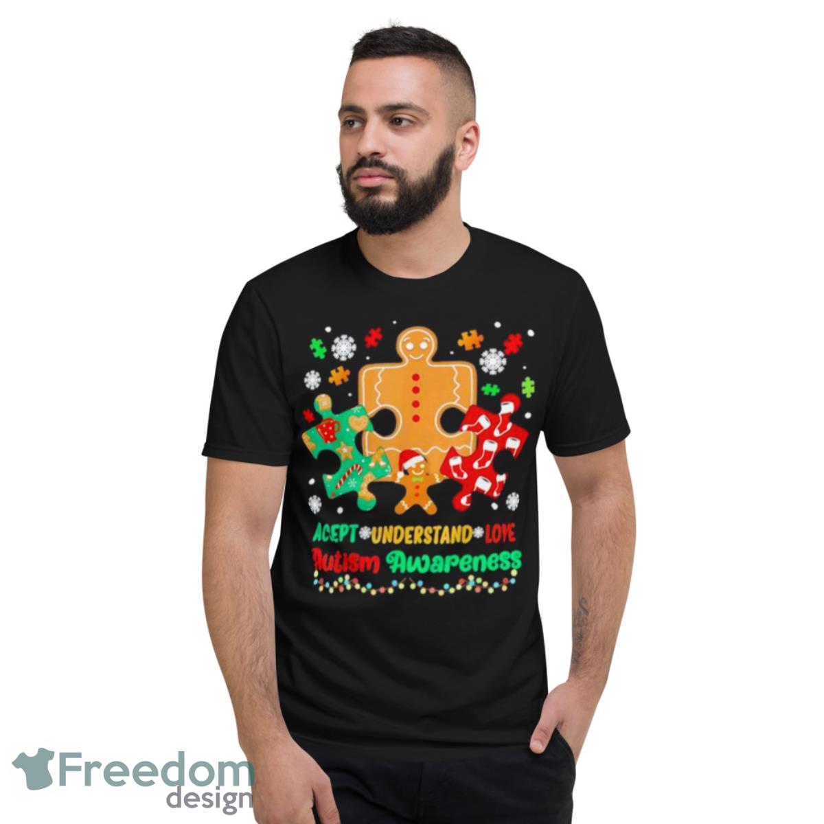 Autism Awareness Accept Understand Love Light Merry Christmas Shirt - Short Sleeve T-Shirt