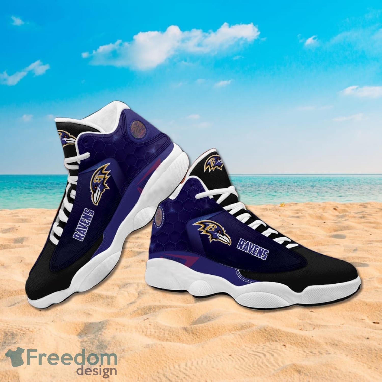 Baltimore Ravens Camo Pattern Air Jordan 13 Shoes For Fans