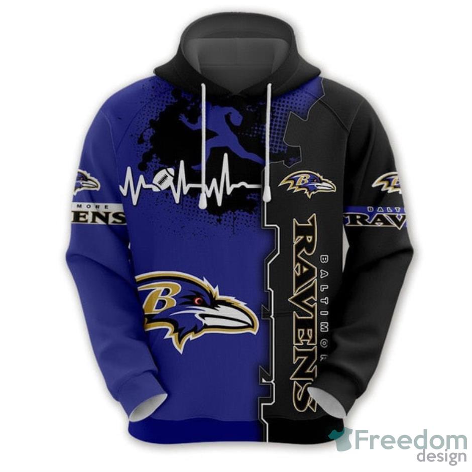 Baltimore Ravens Heartbeat 3D Hoodie For Fans Product Photo 1 Baltimore Ravens Heartbeat 3D Hoodie For Fans Product Photo 1