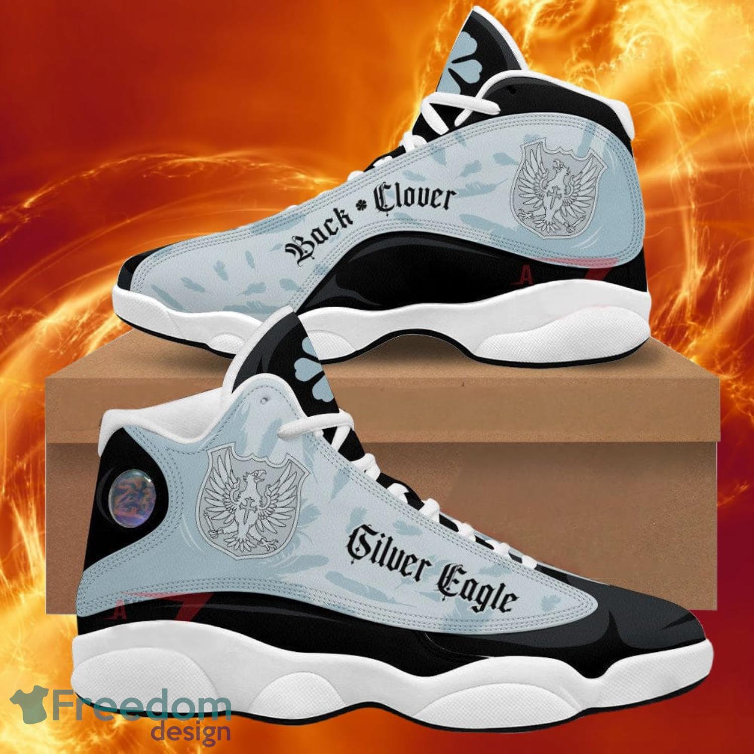 Black Clover Silver Eagle Air Jordan 13 Anime Shoes Gift For Fans Product Photo 1