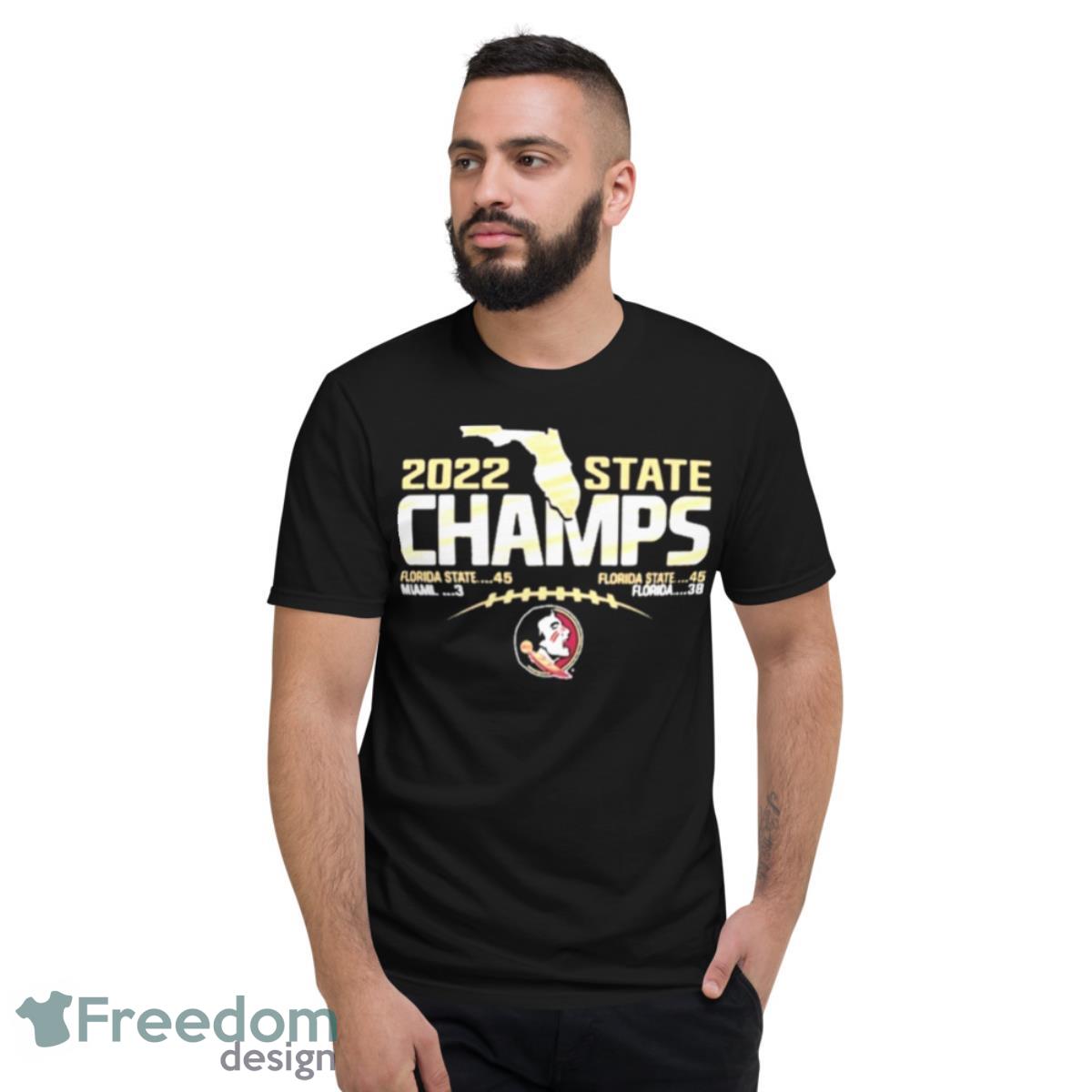 Blue 84 garnet Florida state seminoles 2022 state champions Football score T shirt - Short Sleeve T-Shirt