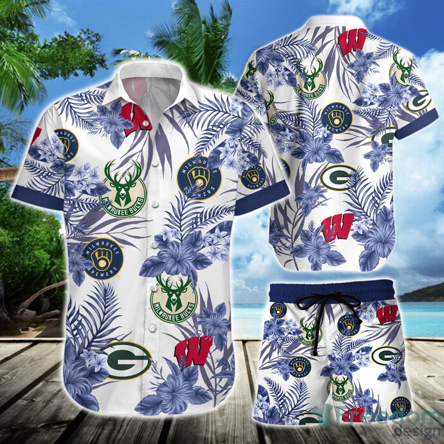 Milwaukee Bucks New Trends Custom Name And Number Christmas Hawaiian Shirt  - Freedomdesign