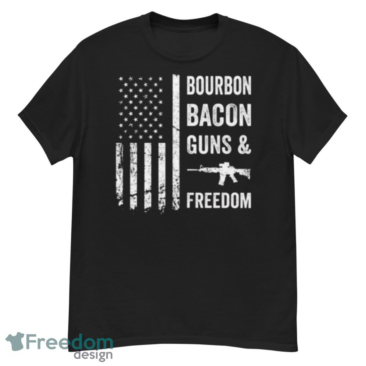 Bourbon Bacon Guns and Freedom Bbq Grill Drinking Usa Flag Shirt - G500 Men’s Classic T-Shirt