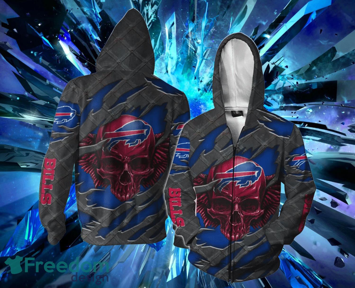 Buffalo Bills 3D Skull Hoodies Full Over Print Product Photo 2