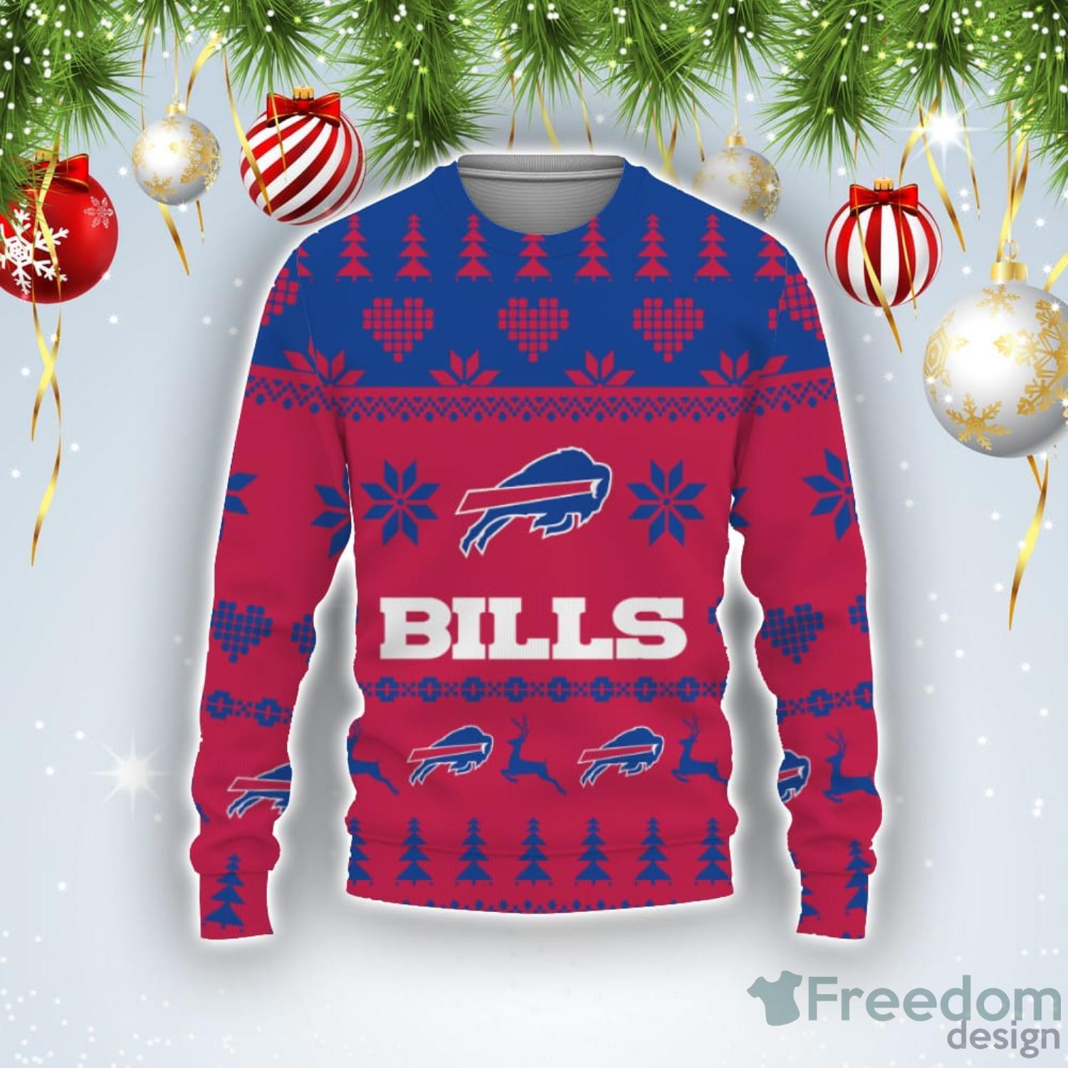 Christmas Gift Buffalo Bills Christmas Snowflakes Pattern 3D Ugly