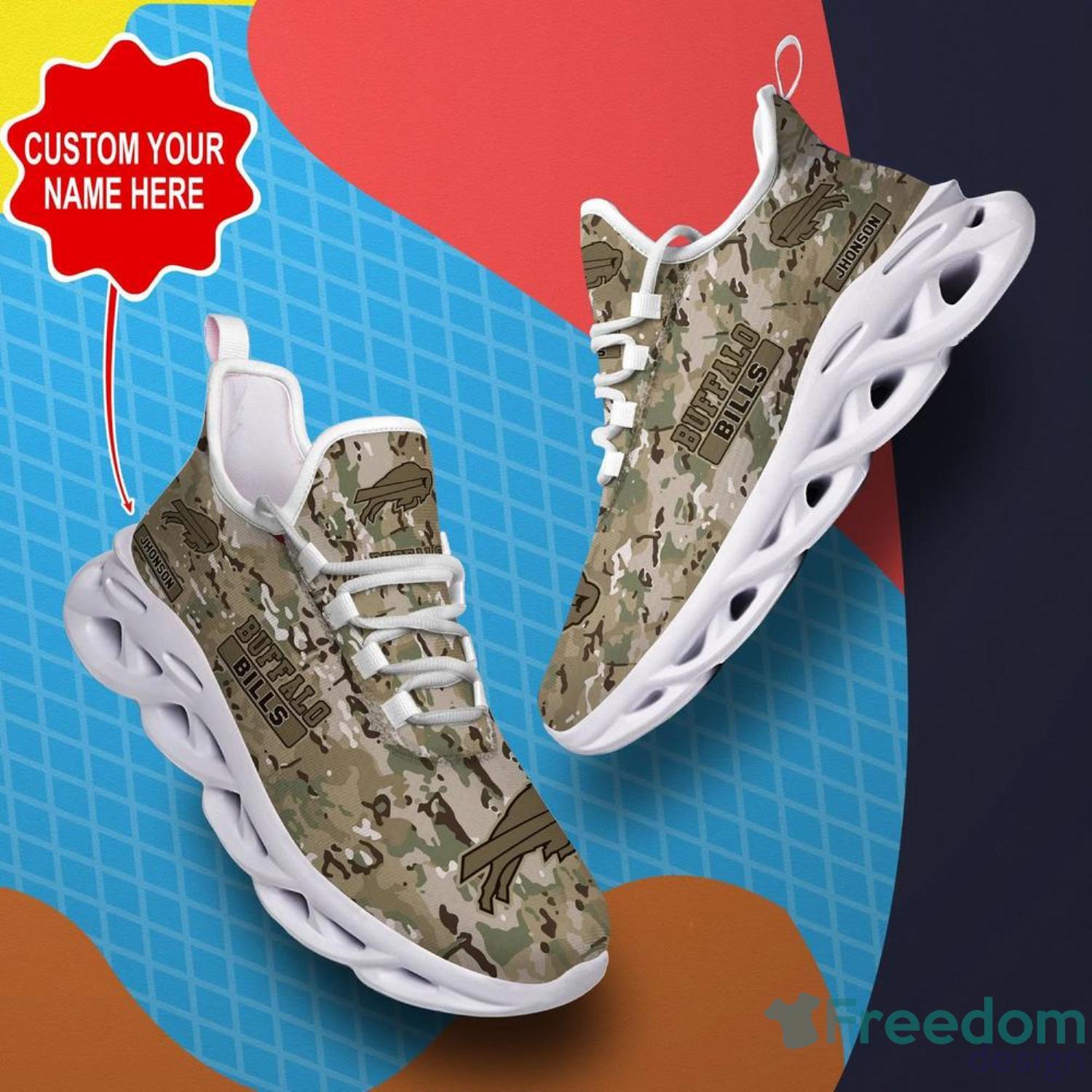 Buffalo Bills Camo Camouflage Design Running Sneaker Max Soul