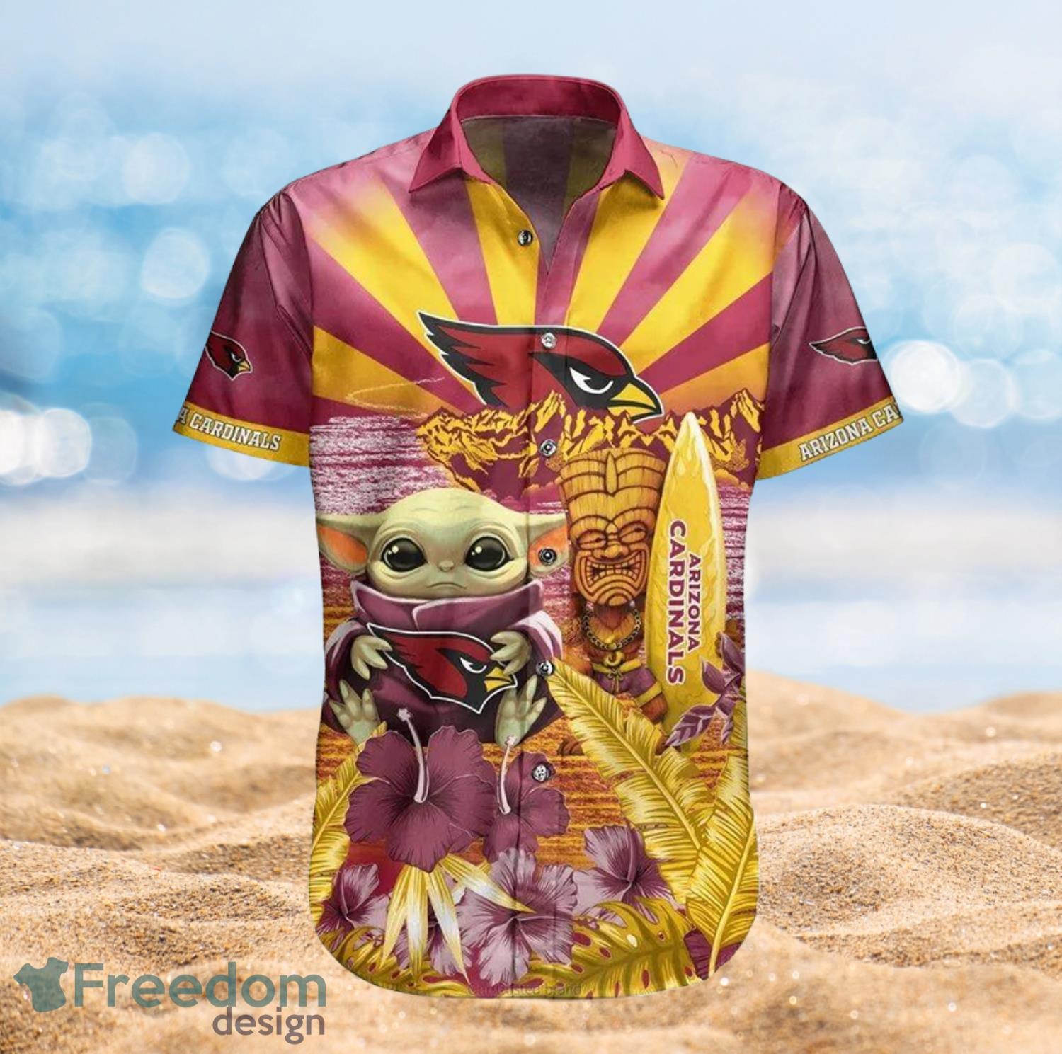 Cardinals Baby Yoda Star Wars Beach Summer Hawaiian Shirt Full Over Print Product Photo 2