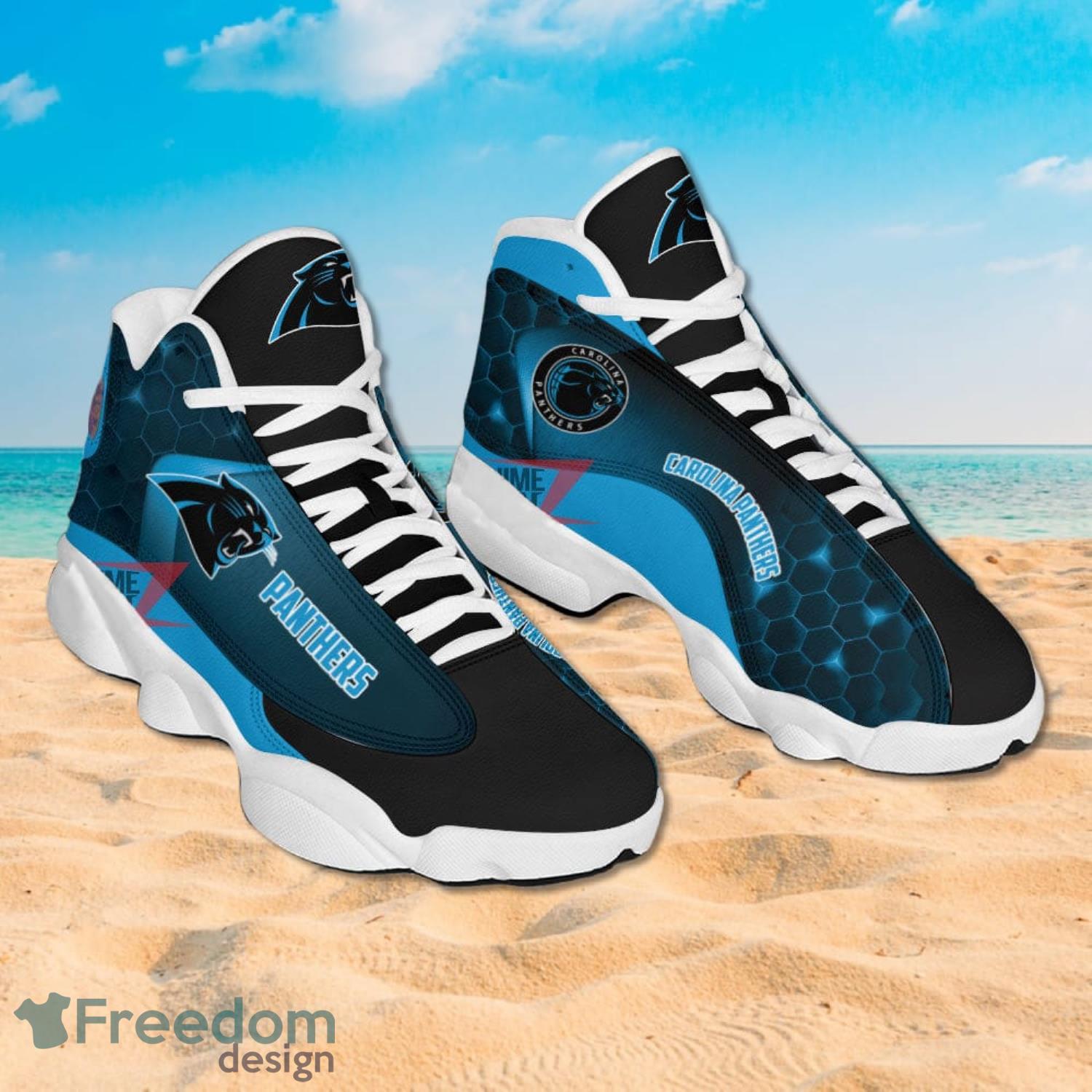 Carolina Panthers Football Team Custom Name&Number Air Jordan 13 Shoes -  Freedomdesign