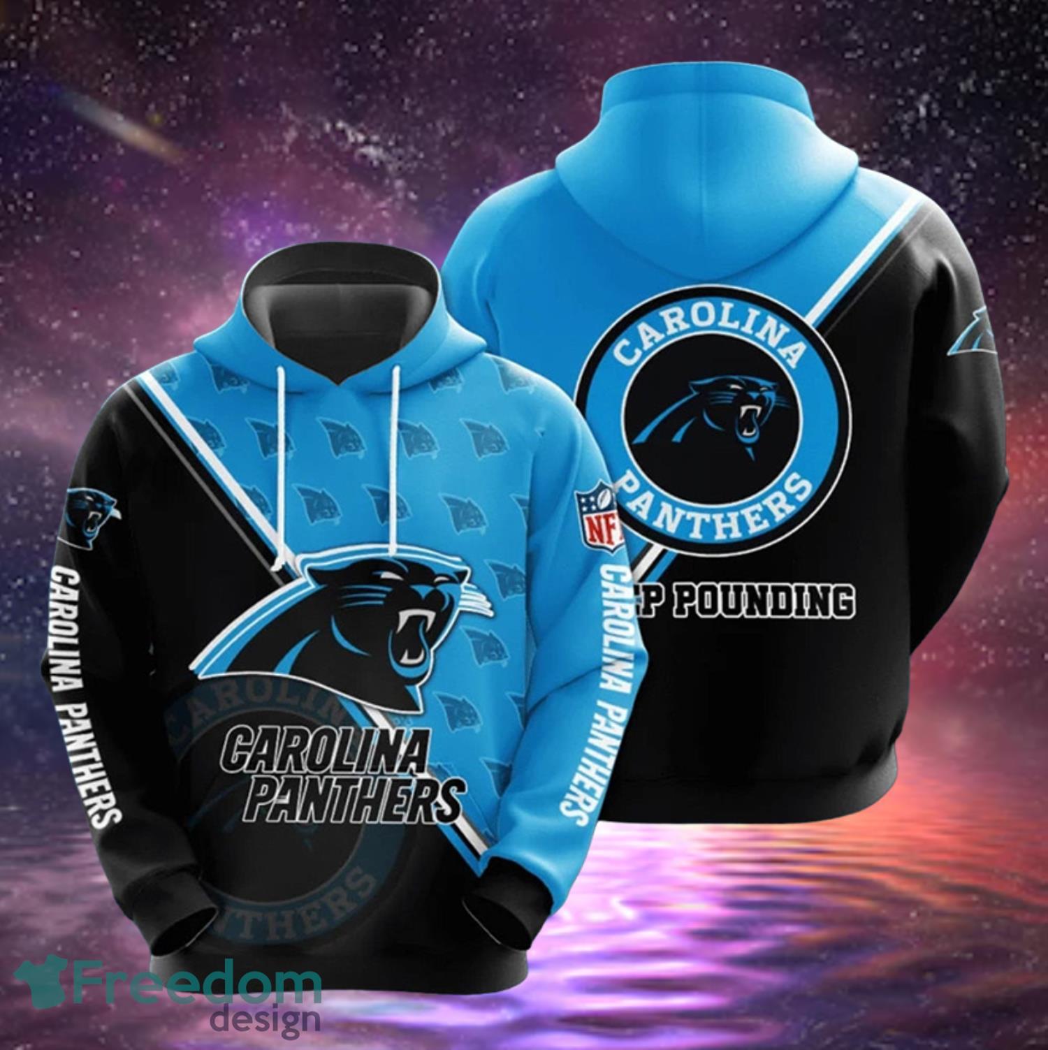 NFL Carolina Panthers Skull Blue Hoodie, Zip Hoodie 3D All Over