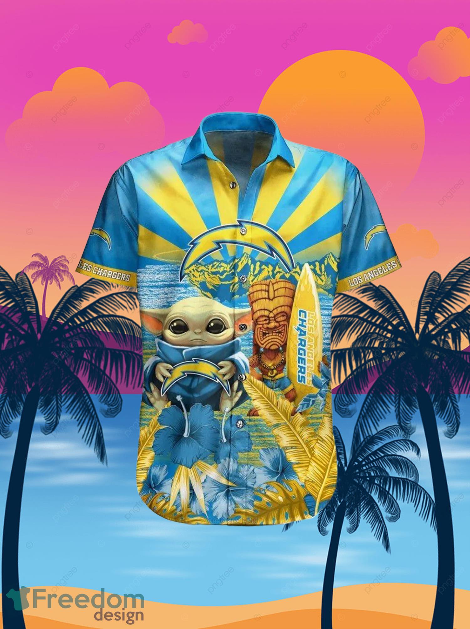 Chargers Baby Yoda Star Wars Beach Summer Hawaiian Shirt Full Over Print Product Photo 2