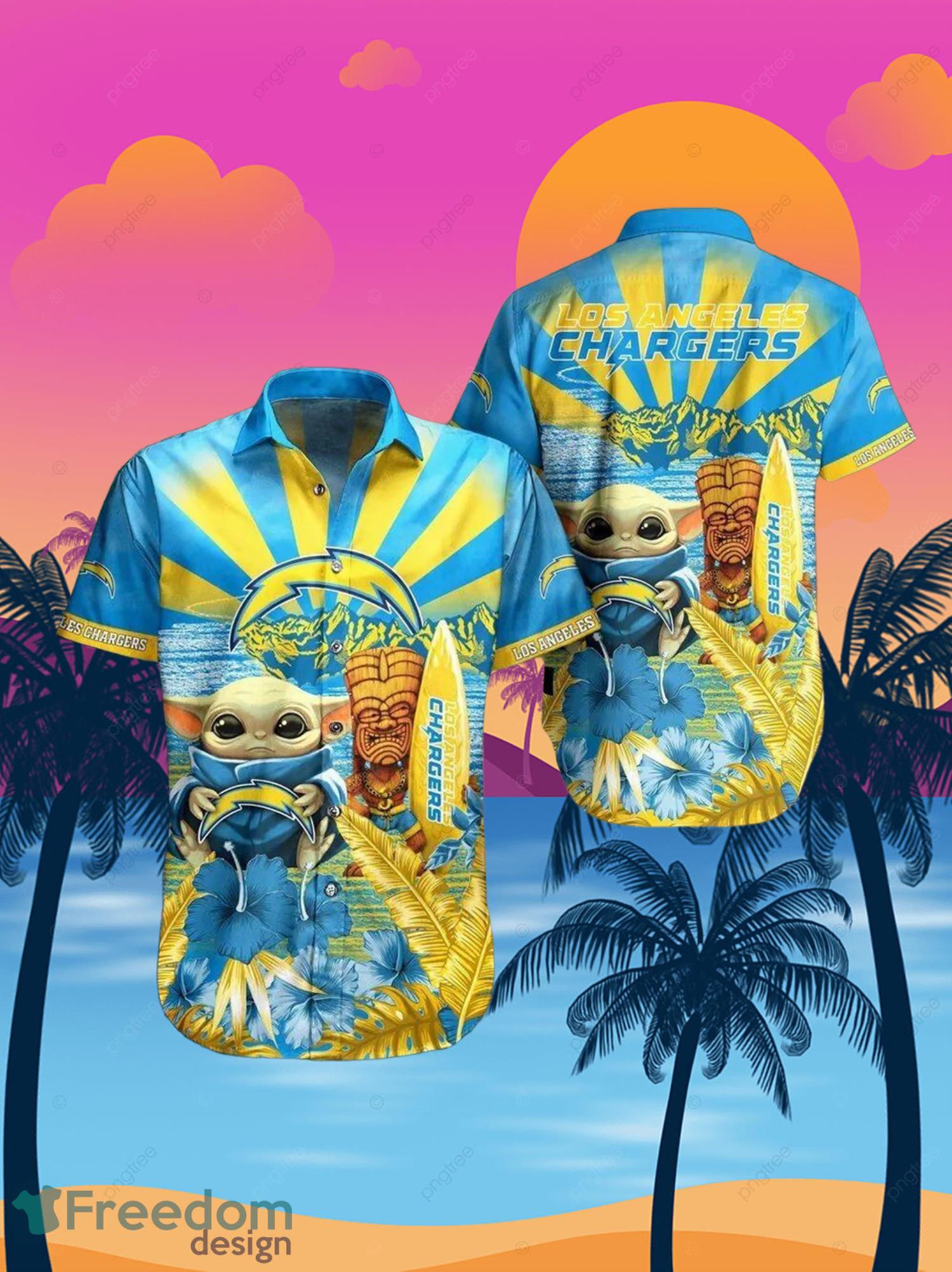 Chargers Baby Yoda Star Wars Beach Summer Hawaiian Shirt Full Over Print Product Photo 1