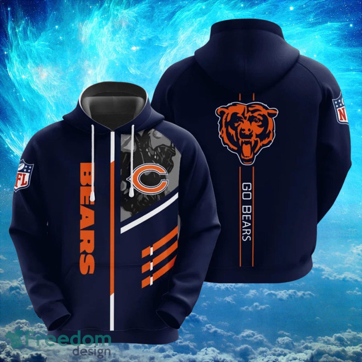 Chicago Bears Light Background Hoodies Full Over Print - Freedomdesign