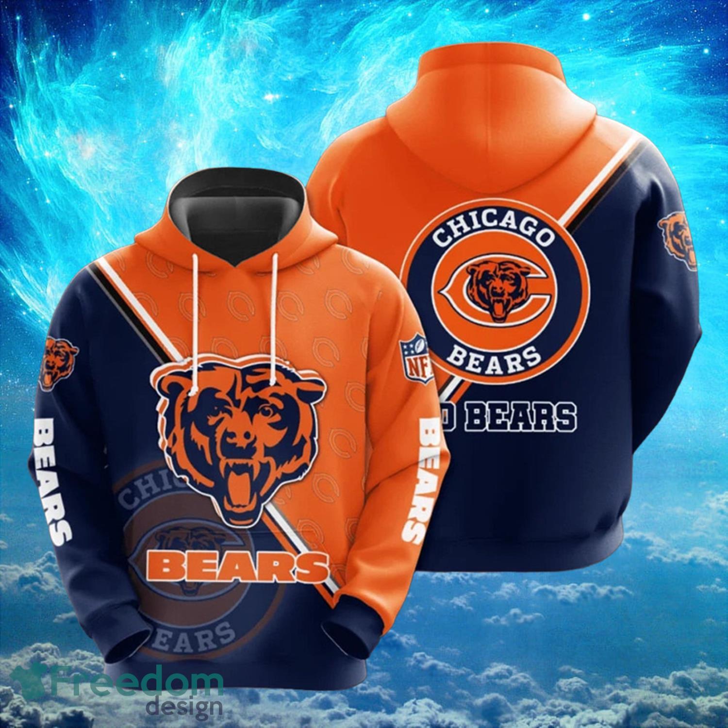 Chicago Bears Dark Background Hoodies Full Over Print - Banantees