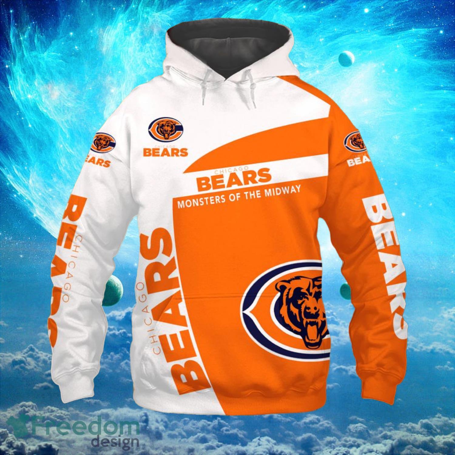 Chicago Bears Light Background Hoodies Full Over Print - Freedomdesign