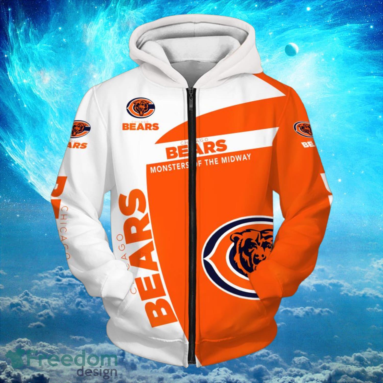 Chicago Bears Light Background Hoodies Full Over Print - Freedomdesign