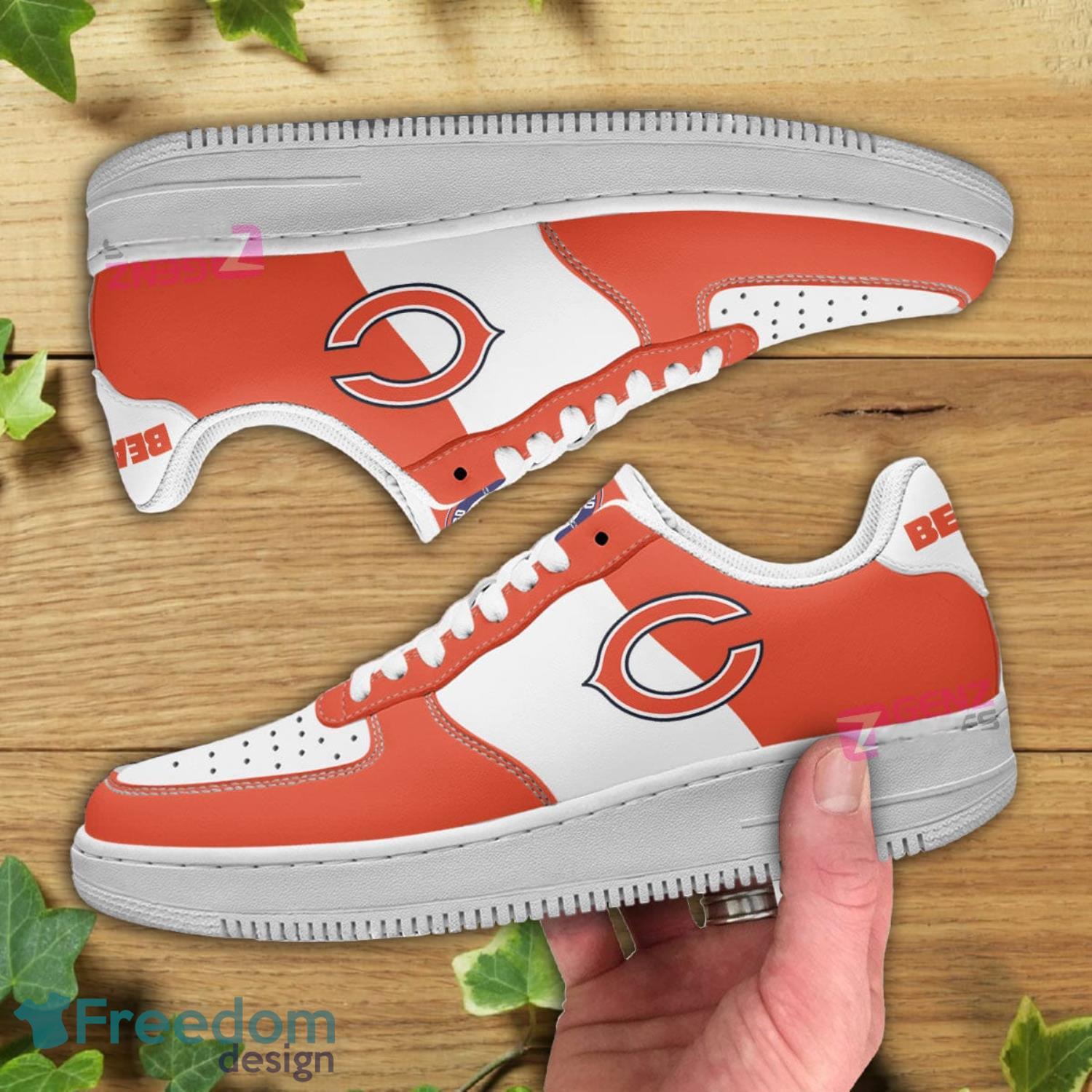 Chicago Bears NFL Orange And White Air Force Shoes Gift For Fans Product Photo 2