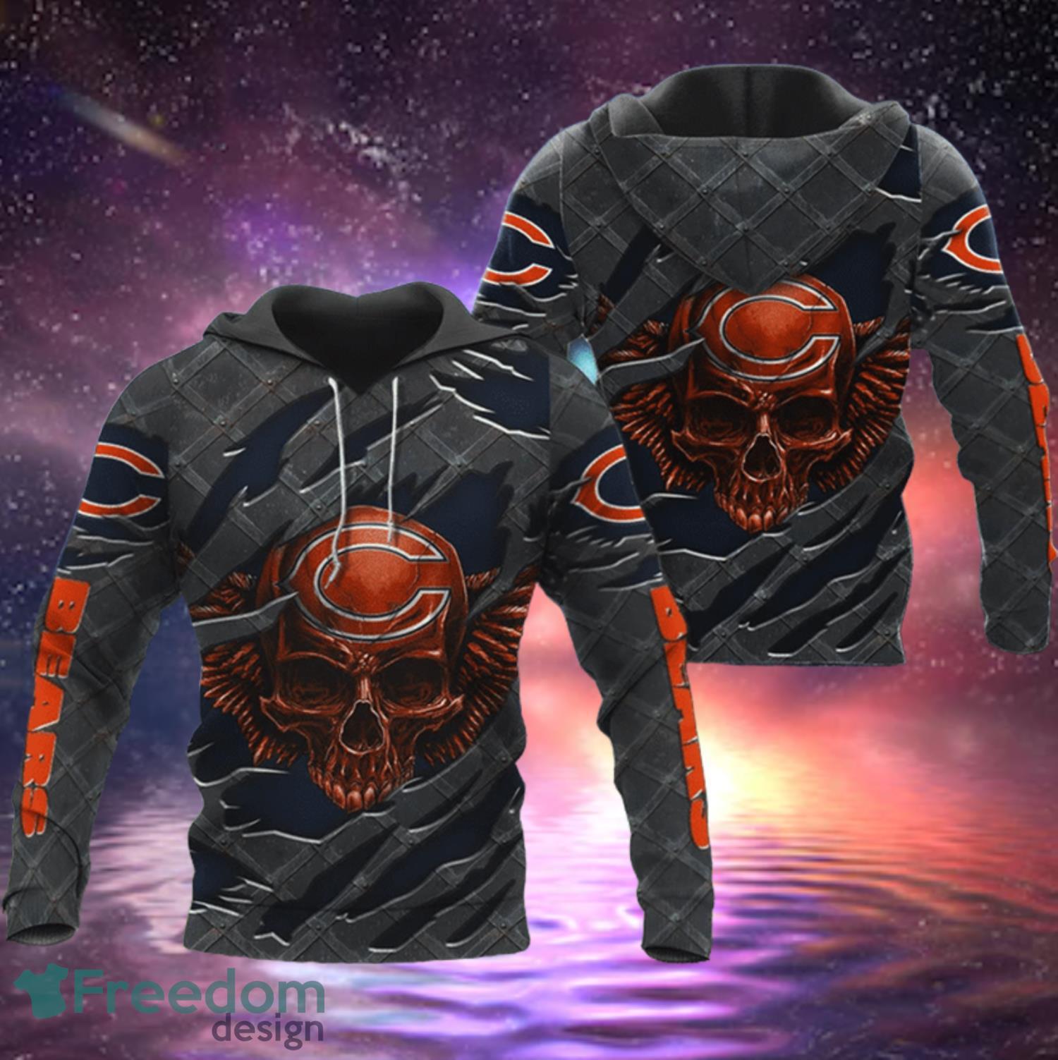 Personalized Nfl Chicago Bears Skull Flower Men And Women 3D All Over Print  Zip-Up Hoodie Option - University Shirt in 2023