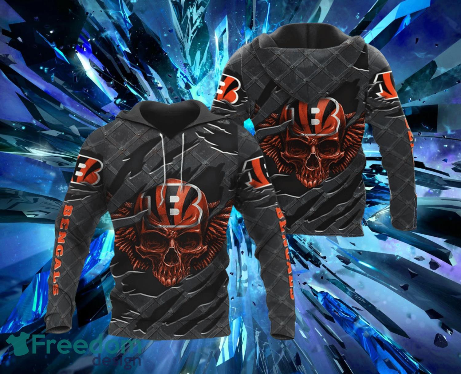 Cincinnati Bengals 3D Skull Hoodies Full Over Print Product Photo 1