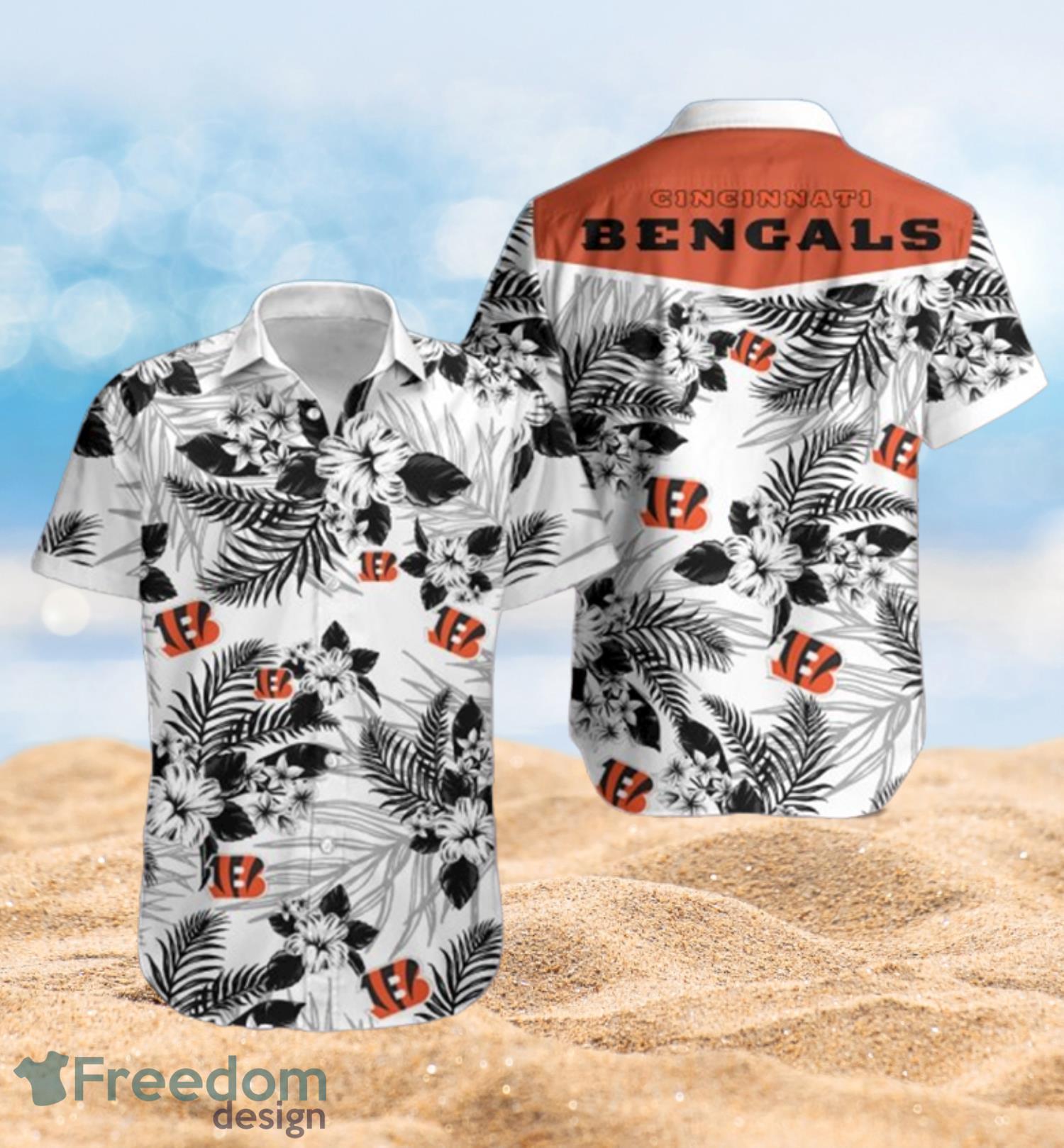 Cincinnati Bengals Logo White Hawaiian Shirt Full Over Print Product Photo 1