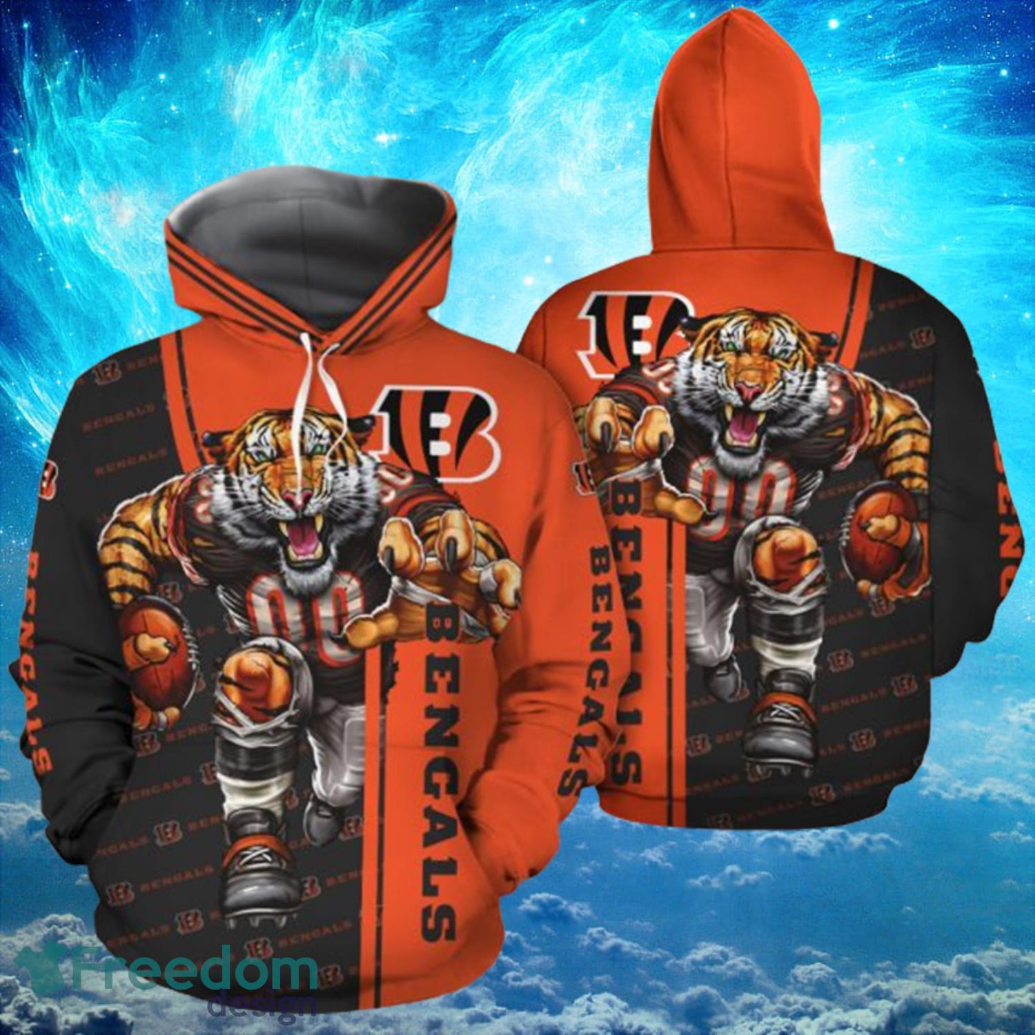 Cincinnati Bengals NFL Skull Funny Orange Hoodie, Zip Hoodie 3D All Over  Print For Fans