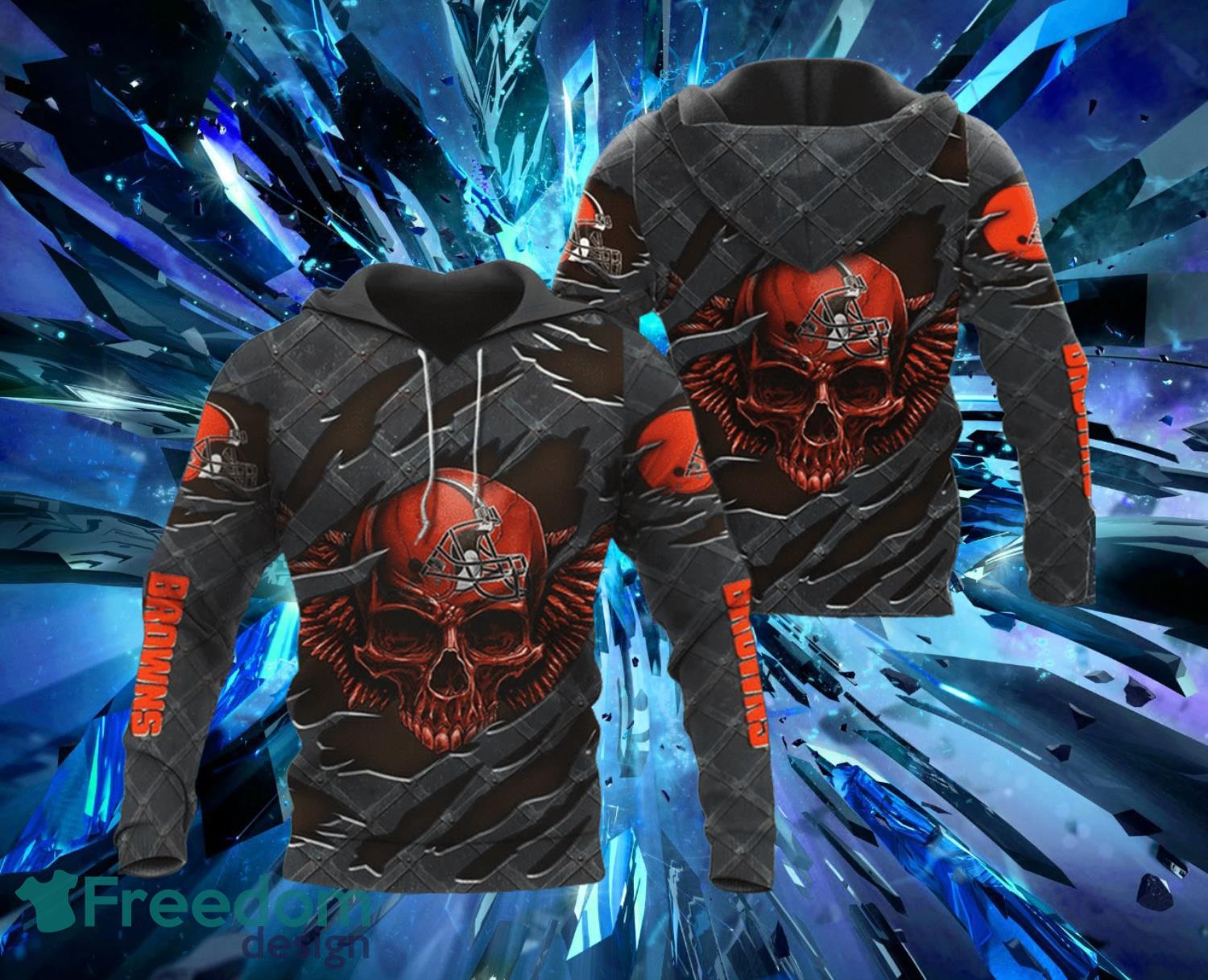 Cleveland Browns 3D Skull Hoodies Full Over Print Product Photo 1