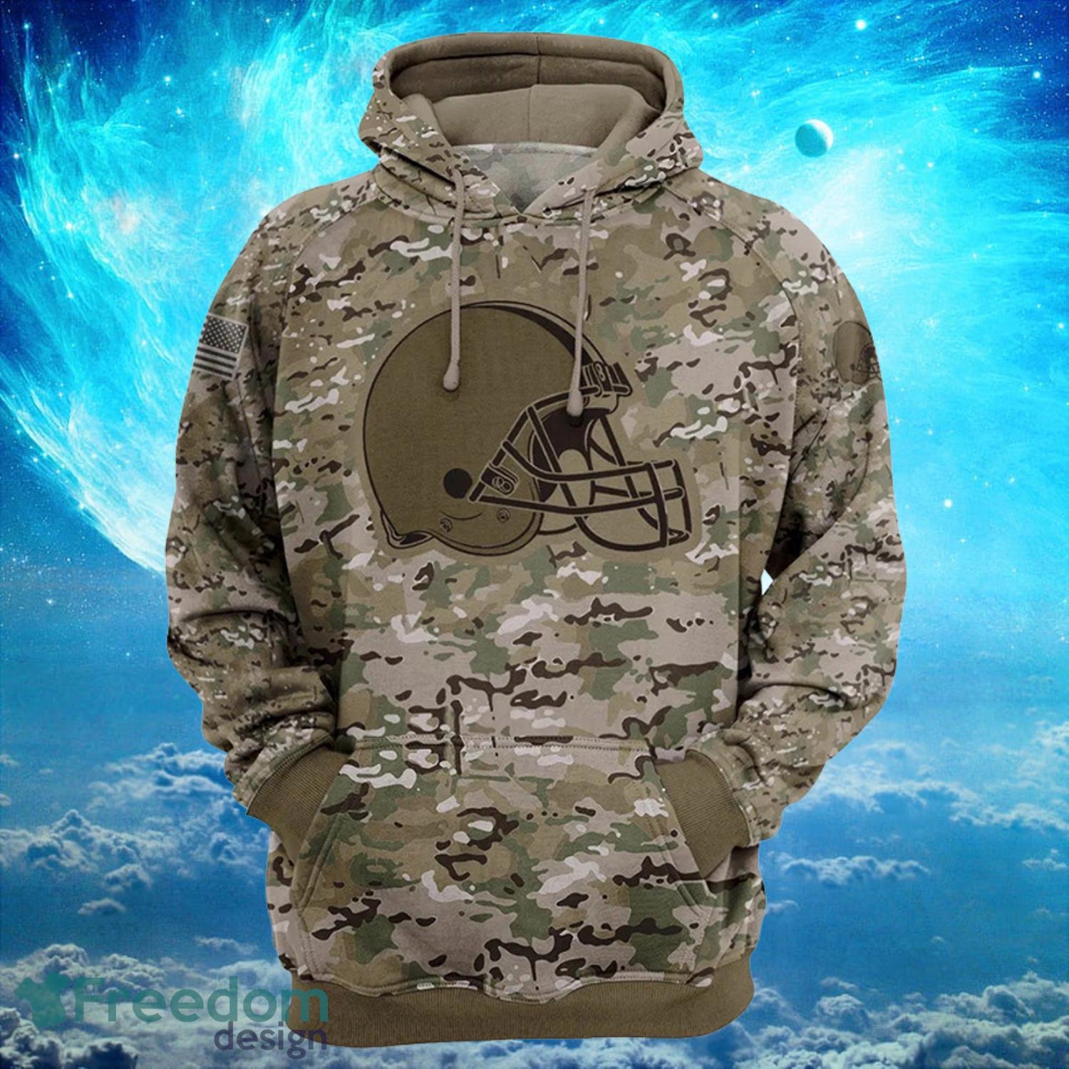 Cleveland Browns Camo Background Hoodies Full Over Print - Freedomdesign