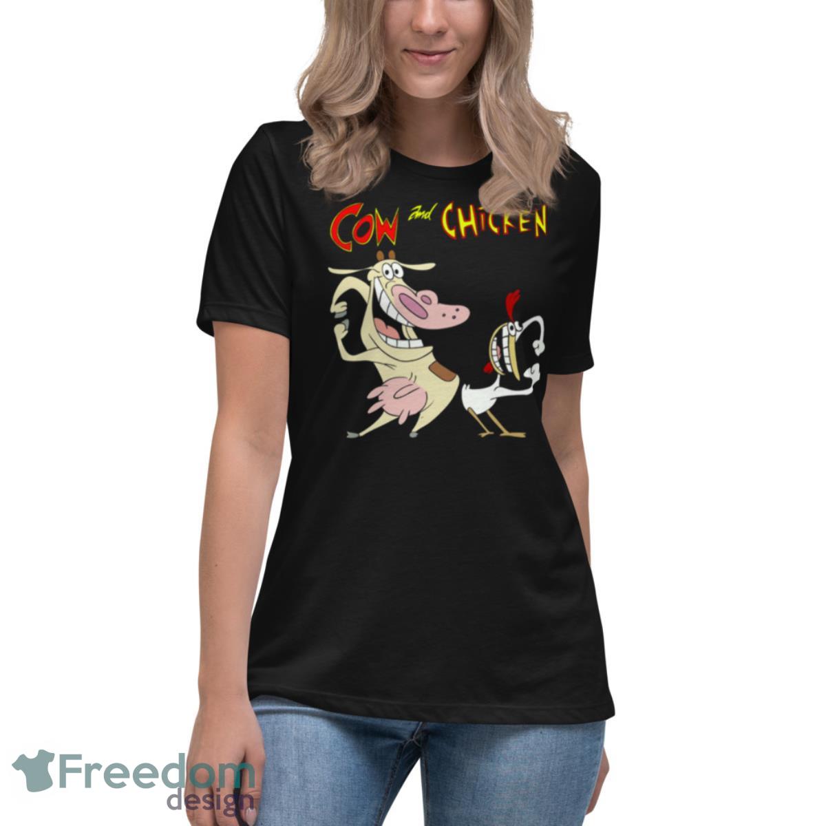 Cow And Chicken Warner Bros Cartoon shirt - Womens Relaxed Short Sleeve Jersey Tee Cow And Chicken Warner Bros Cartoon shirt - Womens Relaxed Short Sleeve Jersey Tee