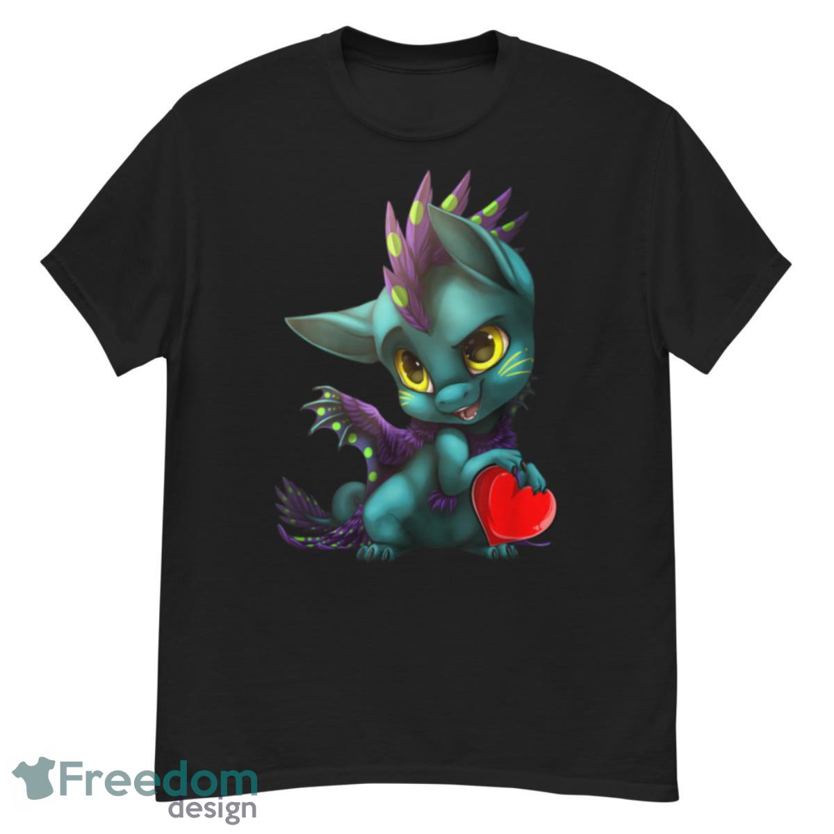 Cute Dragon Hold Red Heart Valentines Day T Shirt - G500 Men’s Classic T-Shirt