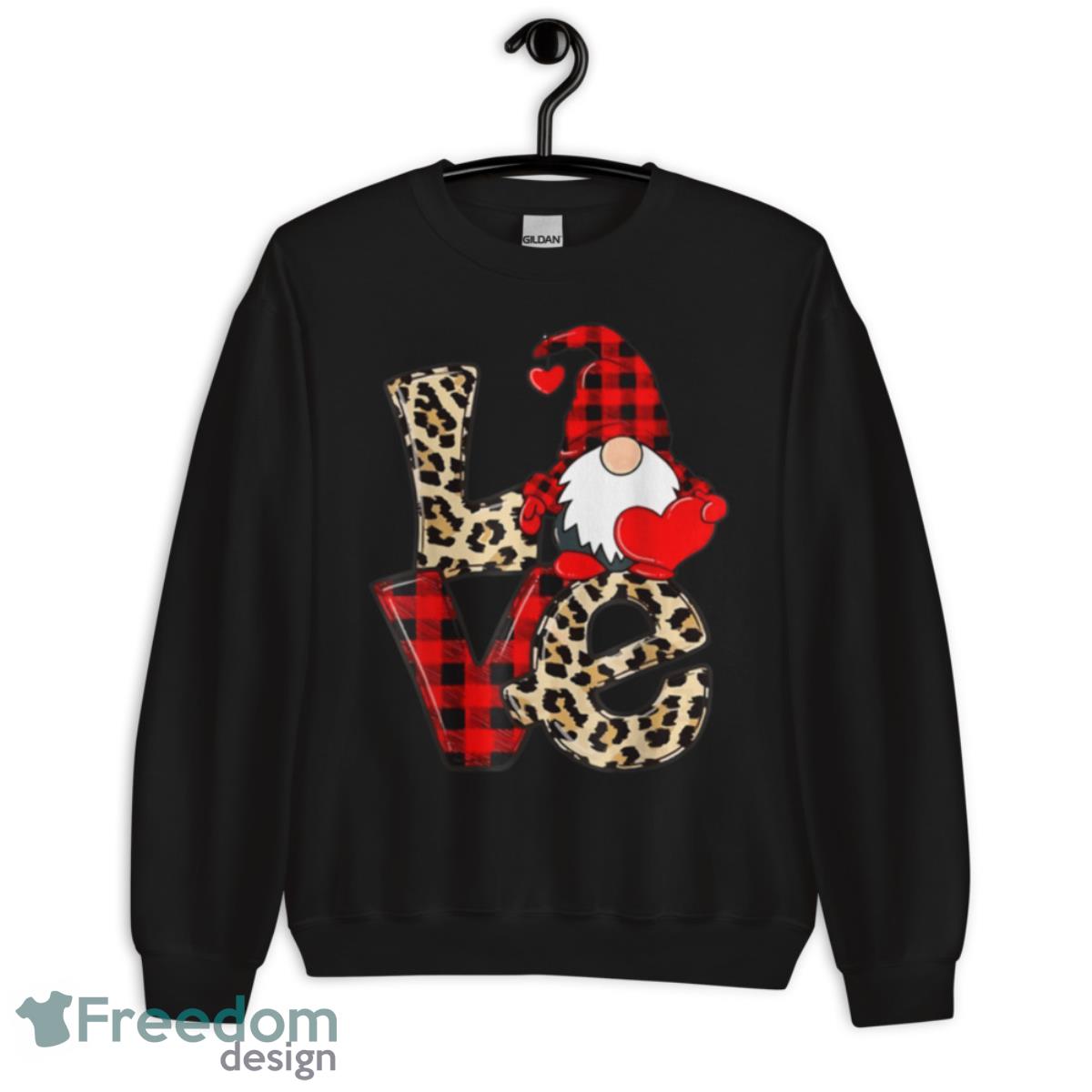 Cute Gnomes Valentines Love Leopard Plaid Couple Matching T Shirt image Cute Gnomes Valentines Love Leopard Plaid Couple Matching T Shirt - Unisex Crewneck Sweatshirt