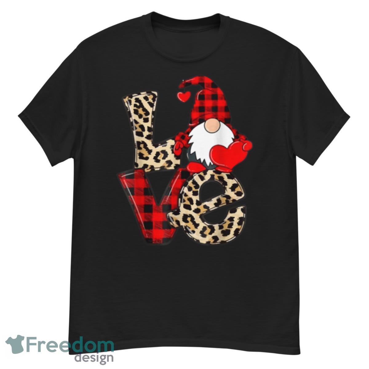 Cute Gnomes Valentines Love Leopard Plaid Couple Matching T Shirt - G500 Men’s Classic T-Shirt