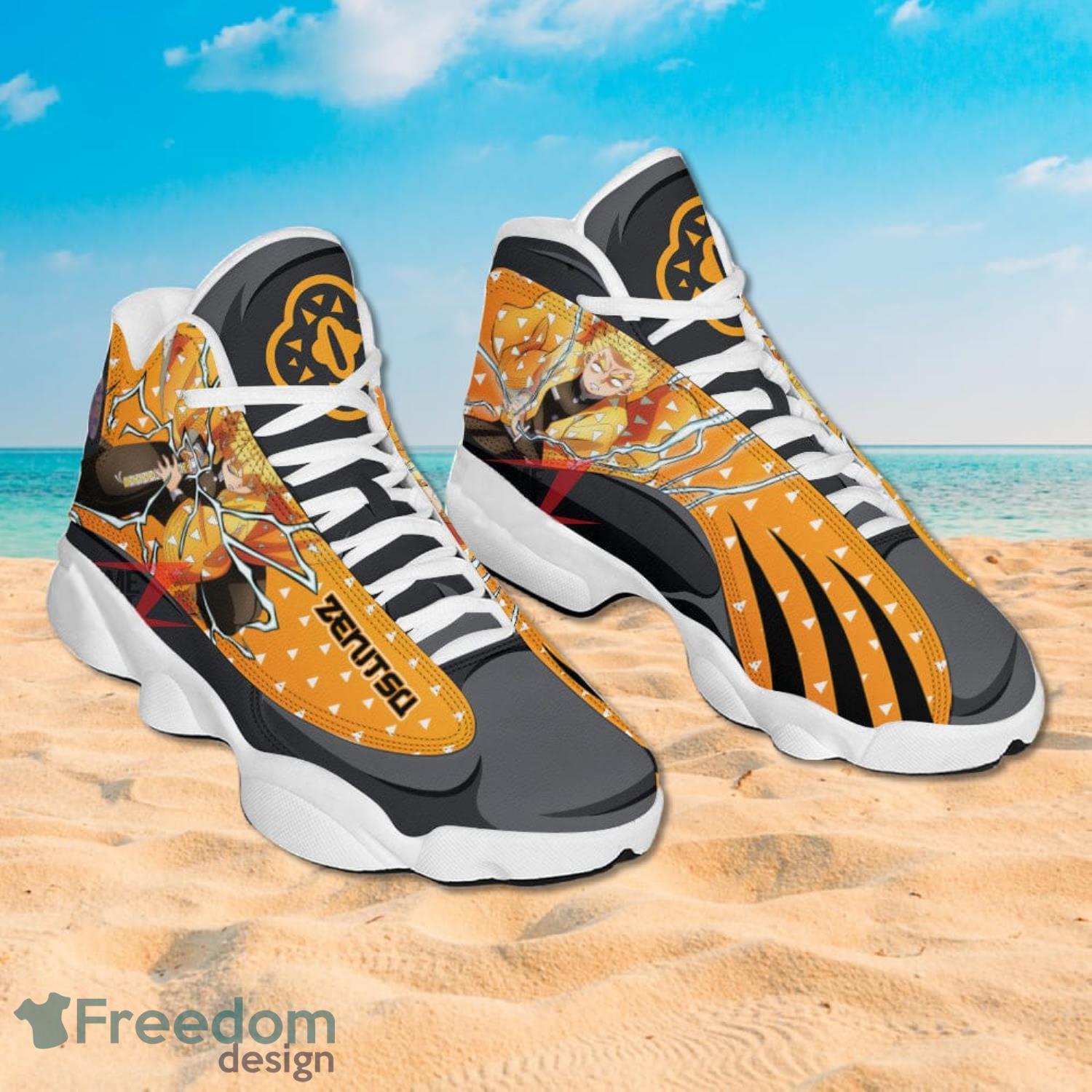 Demon Slayer Air Jd13 Sneakers Agatsuma Zenitsu Sneakers Anime Shoes Gift For Fans Product Photo 2