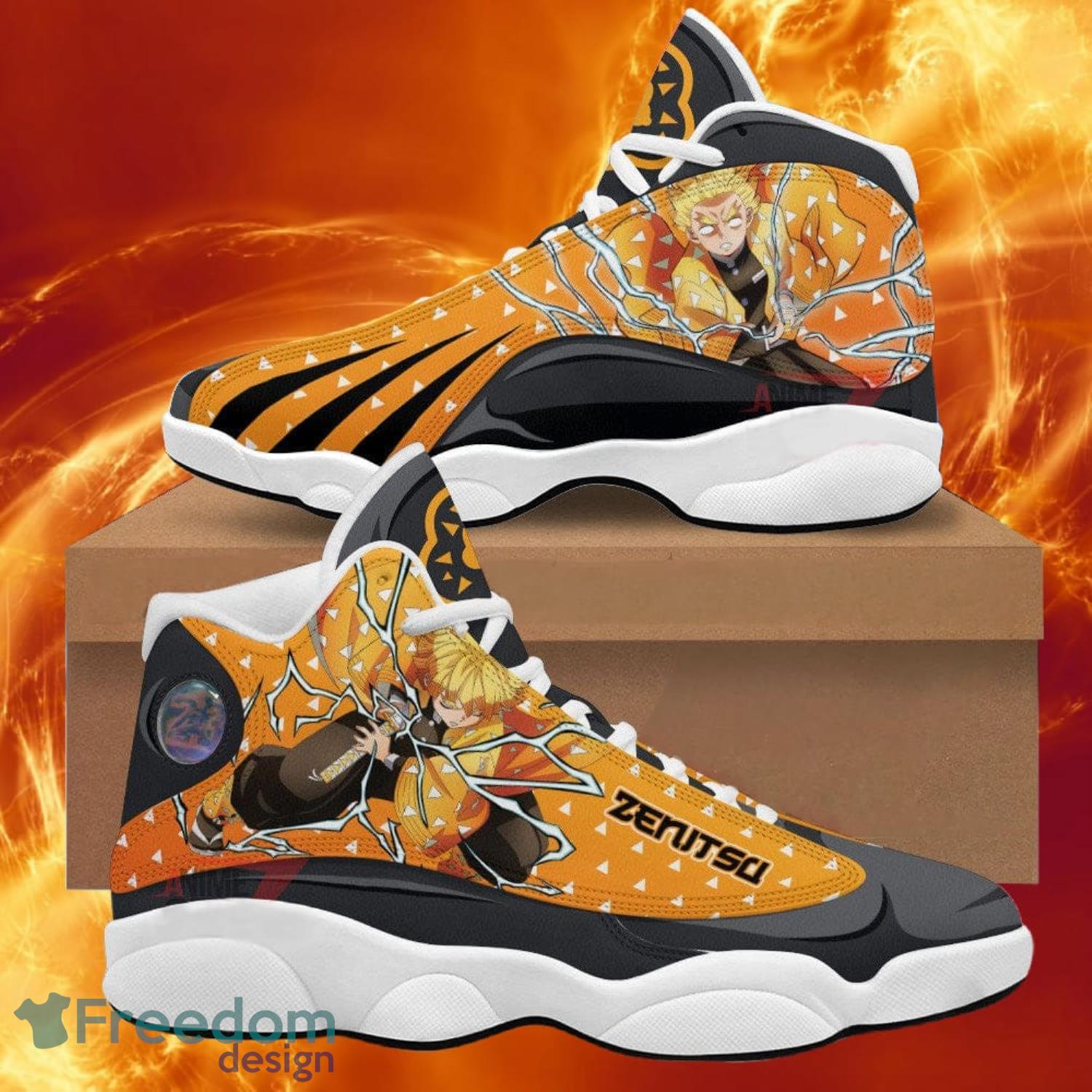 Demon Slayer Air Jd13 Sneakers Agatsuma Zenitsu Sneakers Anime Shoes Gift For Fans Product Photo 1