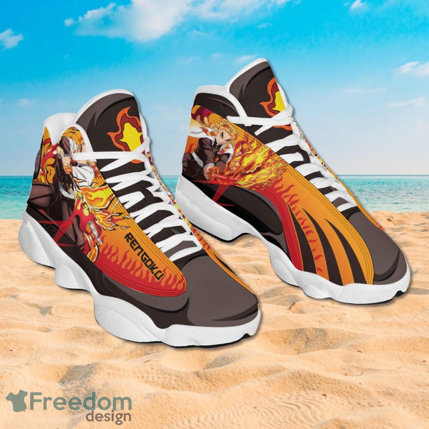 Demon Slayer Air Jd13 Sneakers Rengoku Anime Shoes Gift For Fans Product Photo 2