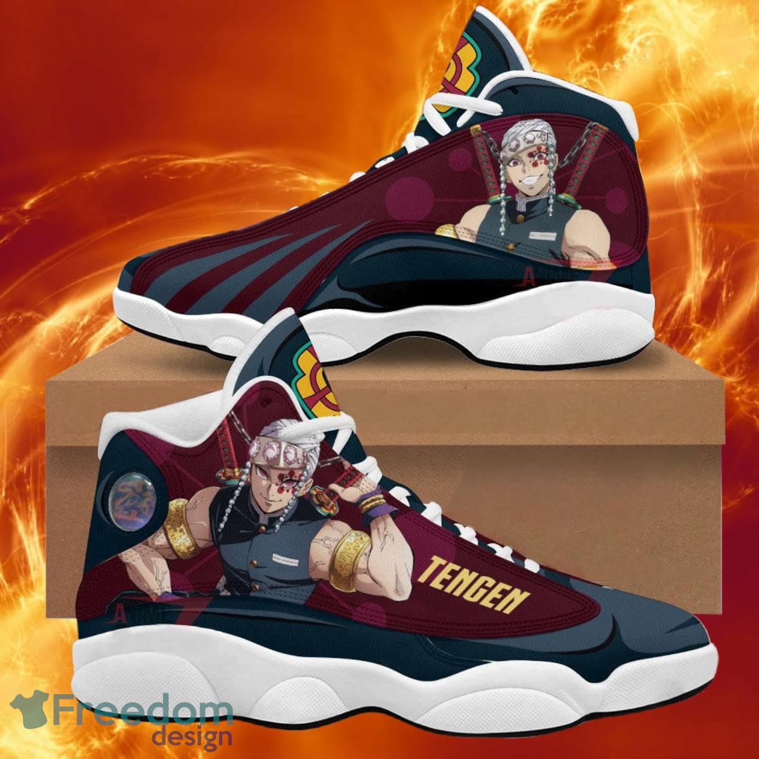 Demon Slayer Air Jd13 Sneakers Uzui Tengen Anime Shoes Gift For Fans Product Photo 1