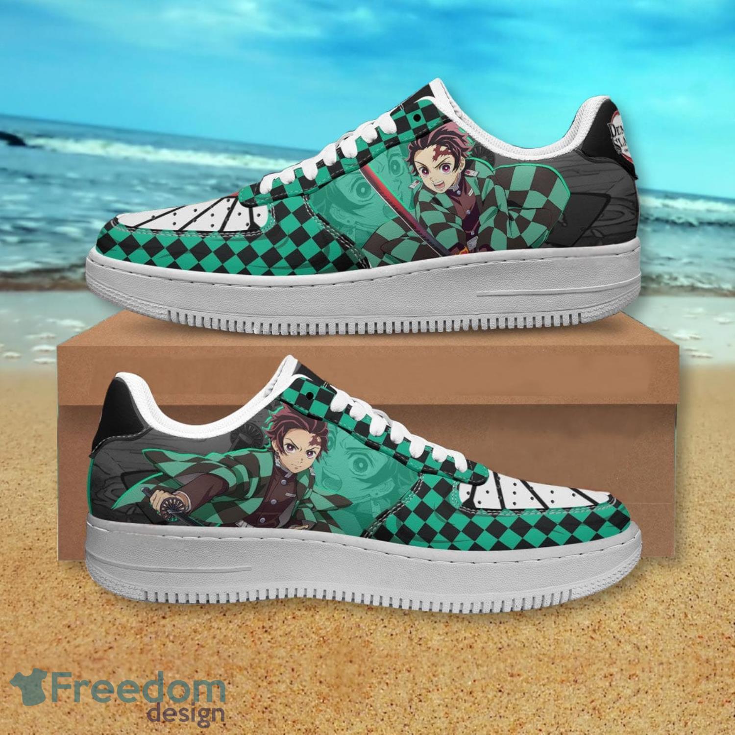 Demon Slayer Tanjiro Green Air Force Shoes Gift For Anime's Fans Product Photo 1