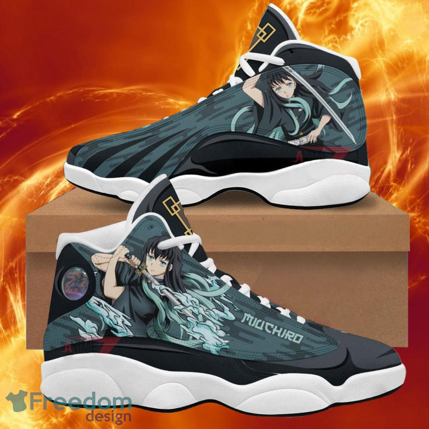 Demon Slayers Jd13 Sneakers Muichiro Tokito Air Jordan 13 Anime Shoes Gift For Fans Product Photo 1