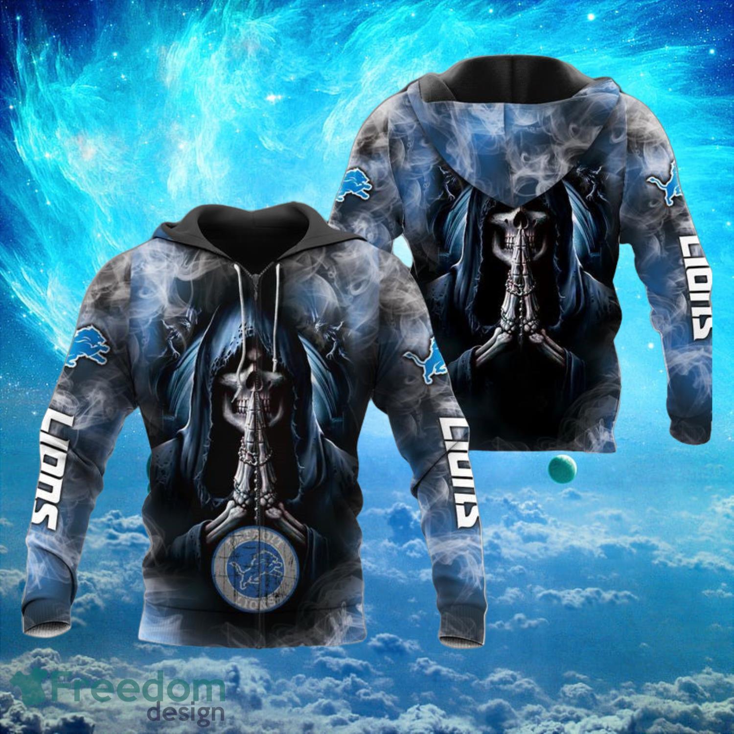 Detroit Lions Death Background Smoke Hoodies Full Over Print Product Photo 2